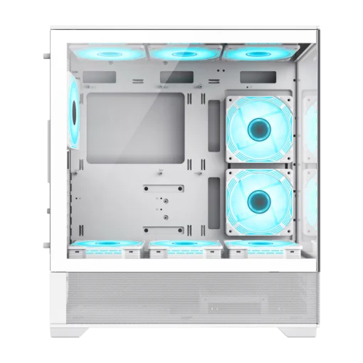 Cod, G:253 Case GAMEMAX VISTA AW blanco / ATX / lateral y frontal vidrios templados / marco metálico de acero / Incluye 6*fan ARGB (3*fan inversos y 3*fan normales) + Controlador V4.0 ARGB HUB PWM WH y control remoto / 1*USB3.0 + 1*USB2.0 + 1*USB tipo-C /