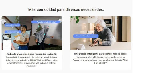 Cod. AE:365 Cámara Smart exterior EZVIZ H80f Multi 2K+ 360° lentes triple / Zoom 12× / Vista Nocturna Color / Auto-Zoom Tracking / 2*modos patrulla auto. / Detección humana/vehículo IA / Defensa activa / Audio bidireccional / microSD hasta 512GB / IP67 /