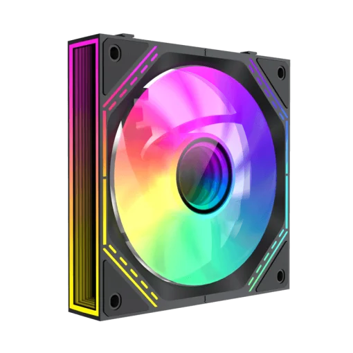 Cod. V:292 Kit Ventiladores PC GAMEMAX FN12A-S3I BK / 3*FAN120mm conectado en cadena / Luces ARGB efecto infinito 26LED (8+18 C/U) / PWM de 4 pines (M/F) / Aura 3 pin 5V (M/F)