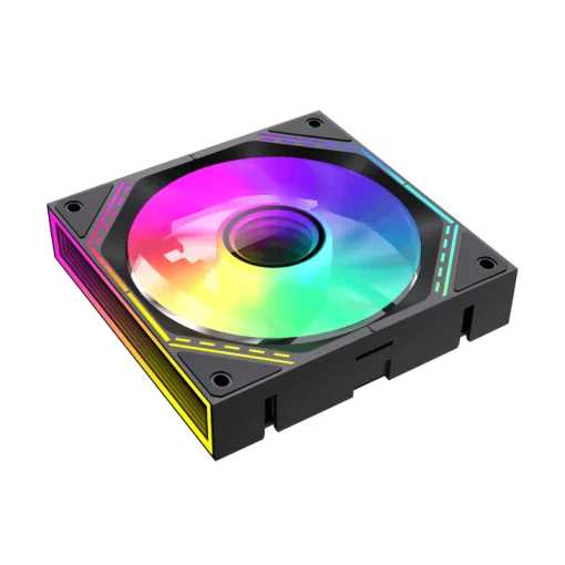 Cod. V:292 Kit Ventiladores PC GAMEMAX FN12A-S3I BK / 3*FAN120mm conectado en cadena / Luces ARGB efecto infinito 26LED (8+18 C/U) / PWM de 4 pines (M/F) / Aura 3 pin 5V (M/F)