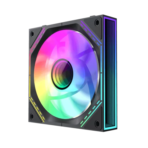 Cod. V:292 Kit Ventiladores PC GAMEMAX FN12A-S3I BK / 3*FAN120mm conectado en cadena / Luces ARGB efecto infinito 26LED (8+18 C/U) / PWM de 4 pines (M/F) / Aura 3 pin 5V (M/F)