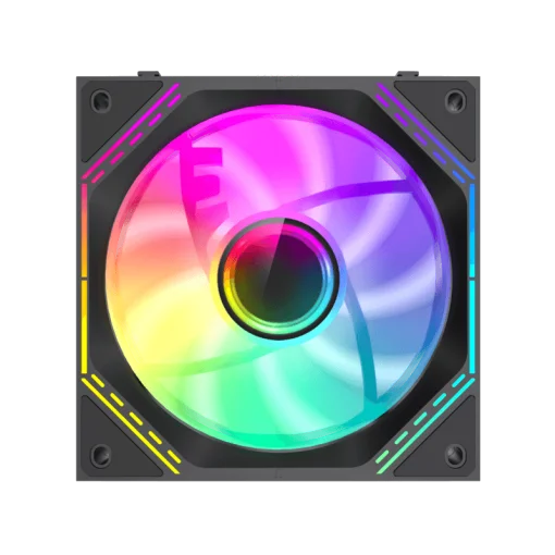 Cod. V:292 Kit Ventiladores PC GAMEMAX FN12A-S3I BK / 3*FAN120mm conectado en cadena / Luces ARGB efecto infinito 26LED (8+18 C/U) / PWM de 4 pines (M/F) / Aura 3 pin 5V (M/F)