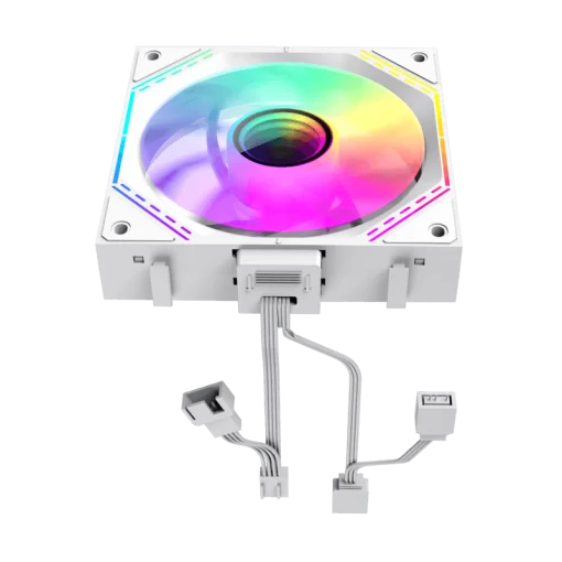 Cod. V:293 Kit Ventiladores PC GAMEMAX FN12A-S3I WH / 3*FAN120mm conectado en cadena / Luces ARGB efecto infinito 26LED (8+18 C/U) / PWM de 4 pines (M/F) / Aura 3 pin 5V (M/F)