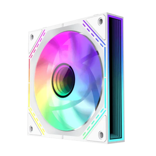 Cod. V:293 Kit Ventiladores PC GAMEMAX FN12A-S3I WH / 3*FAN120mm conectado en cadena / Luces ARGB efecto infinito 26LED (8+18 C/U) / PWM de 4 pines (M/F) / Aura 3 pin 5V (M/F)