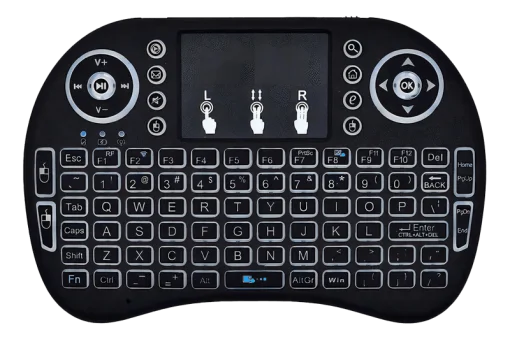 Cod.304 Mini Teclado inal&aacute;mbrico ENV / 2.4GHz / Iluminaci&oacute;n LED / panel t&aacute;ctil touchpad / Comp.: SmartTV, PC, Laptops, Android, TV Box, XBOX360/PS3