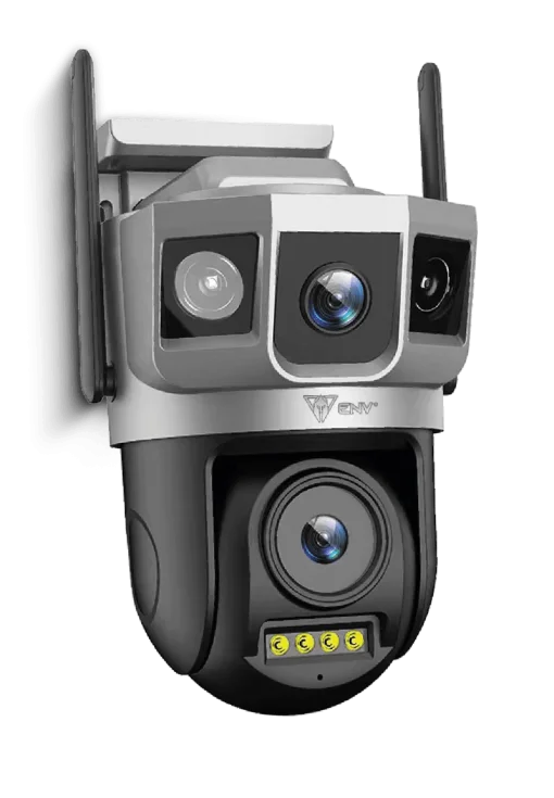 Cod. N:420 C&aacute;mara Smart ENV Dual Guard Pro 6MP P/Exterior 360&deg; / 6 LEDs + 6 LEDs IR / Detecci&oacute;n de movimiento + Alarma / Audio bidireccional / WiFi, RJ45 / Soporta microSD (hasta 128GB)