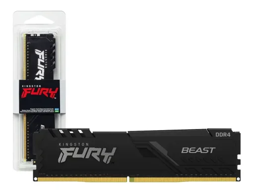 Cod. 306 Memoria RAM KINGSTON FURY BEAST KF432C16BB/8WP P/PC 8GB DDR4 3200MHz / Compatible con Intel XMP / Con Disipador de calor
