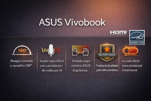 Cod. 1797 ASUS VivoBook 15 X1504V / Intel&reg; Core&trade; 5 120U (10 n&uacute;cleos, hasta 5,0GHz) / 8GB / 512GB NVMe&trade; SSD / 15.6" FHD / Sin Sistema (OS) / Wi-Fi 6 &amp; BT 5.3 / Sensor de Huella / Teclado Espa&ntilde;ol alfanum&eacute;rico / Quiet Blue + Mouse&nbsp;Asus
