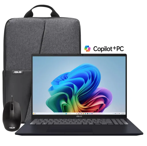 Cod. 1832  Kit ASUS VivoBook 16 (M1607K) Copilot+PC / AMD Ryzen&trade; AI 7 350 / 16 GB DDR5 / 1 TB GB NVMe&trade; SSD / 16" WUXGA (1920 x 1200) / Sin Sistema (OS) / Wi-Fi 6&amp; BT 5.3 / C&aacute;m. FHD IR / Teclado Espa&ntilde;ol alfanum&eacute;rico / Quiet Blue + Mochila Asus + mouse &oacute;pti