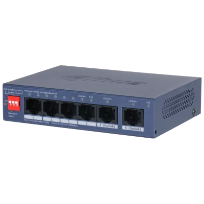 Cod. 141 Switch PoE DAHUA DH-CS4006-4ET2GT-36 / 4*Puertos PoE (36W) + 2*Uplink Gigabit / Hasta 250m / Gesti&oacute;n Cloud: DoLynk Care / Protecci&oacute;n Antirrayos / Capa 2 / Carcasa Met&aacute;lica