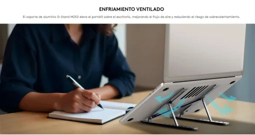 Cod.B:1121 Base Netebook Genius G-Stand M250 / Plegable / altura ajustable (7 niveles) / hasta 17" de 15Kg. / Compatible: Laptop, Tablet o Tel&eacute;fono / aluminio + silicona antideslizante