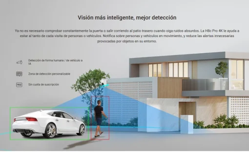 Cod. 395 C&aacute;mara Smart p/exterior 360&deg; Wi-Fi EZVIZ H8c Pro 4K (8MP) / Visi&oacute;n nocturna a color / IR (hasta 30mt.) / Detecci&oacute;n Personas/Veh&iacute;culos IA / Seg. Zoom autom&aacute;t. / Defensa activa / Audio bidireccional / IP66 / Soporta microSD (hasta 512GB) / compatib