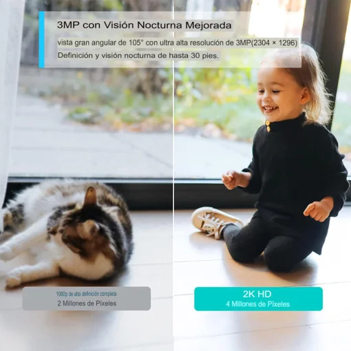 Cod. 400 Cámara Smart TP-Link Tapo C110 2K (3MP) / Detección de persona/movimiento / vista nocturna 12 m zonas de bloqueo / Alarma / Audio bidireccional / Soporta microSD (hasta 512GB)