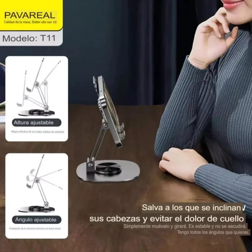Cod. A:295 Soporte Pavareal T11 P/Celular y Tablet 4" hasta 13" / giratorio 360&deg; &amp; plegable / Material: aluminio / Purpura
