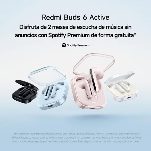 Cod.138 Audifonos Redmi Buds 6 Active (Blanco) / Bluetooth&reg;&nbsp;5.4&nbsp;/ Woofer potente (14,2&nbsp;mm) / Anulaci&oacute;n de ruido&nbsp;/ doble micr&oacute;fono / (30H) / USB-C / IPX4