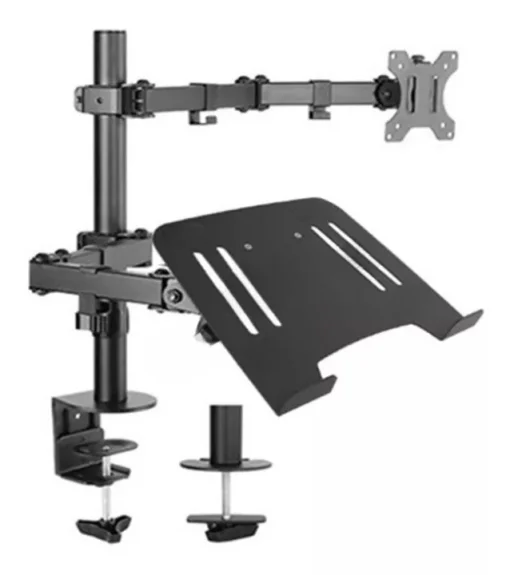 Cod. S:846 Soporte de escritorio para laptop y pantalla hasta 32&quot; / rotacion / Ajustable en mesa