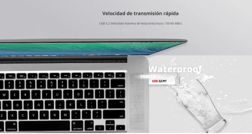 Cod. 229 Flash Memory HIKSEMI SYNC E327C&nbsp;32GB / DUAL USB 3.2&nbsp;Tipo-A y USB Tipo-C High Speed OTG / impermeable / Met&aacute;lico Silver