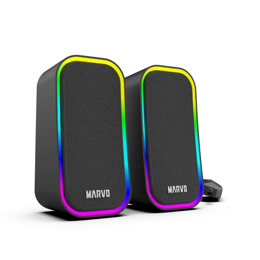 Cod. M:235 Parlantes Gaming MARVO Havoc 20 Black (SG-285) Estéreo 6W (2*3W) / Efectos LED RGB / Control de vol. / Jack 3.5 (Audio) + USB(Power)