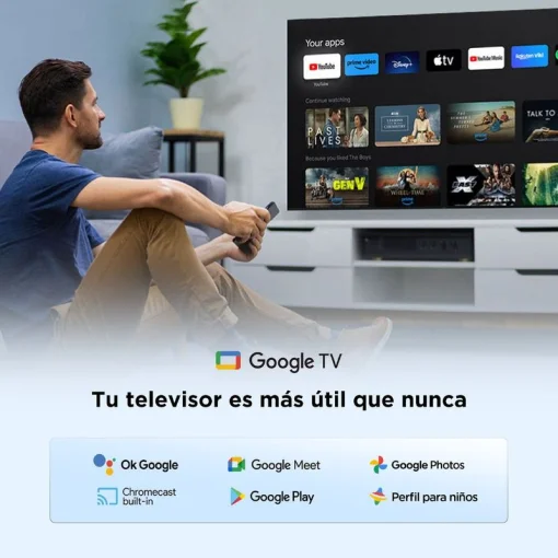 Cod. 117 Smart TV TCL 55&quot; 4K 55P6K HDR 10+ MEMC / Google TV / AiPQ / Dynamic Color / Bisel Metálico / Panel HVA / HDMI 2.1, USB 3.0 / WiFi 5 &amp; BT5.2 / Dolby audio 10W*2 / Google Cast / Control remoto por voz