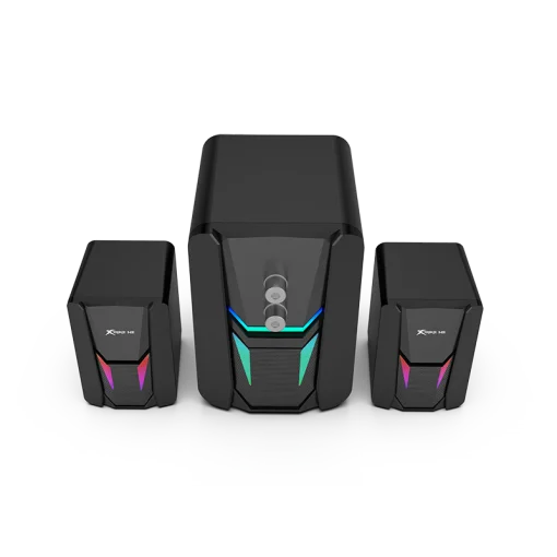 Cod. X:148 Parlantes Multimedia 2.1 XTRIKE ME SK-612 / Iluminación Raibow RGB / Subwoofer 5W y 2*parlantes 3W / Interfaz USB (Power), Jack 3.5MM (Audio)