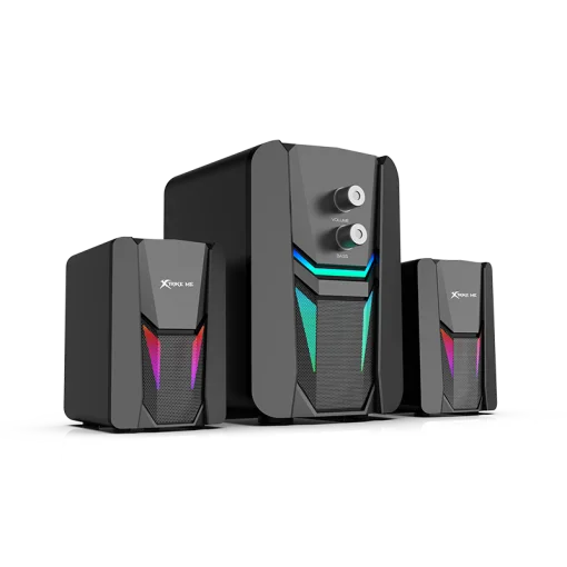 Cod. X:148 Parlantes Multimedia 2.1 XTRIKE ME SK-612 / Iluminación Raibow RGB / Subwoofer 5W y 2*parlantes 3W / Interfaz USB (Power), Jack 3.5MM (Audio)