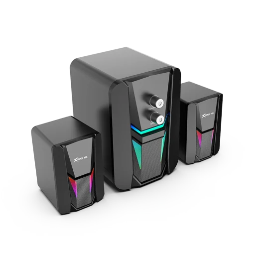 Cod. X:148 Parlantes Multimedia 2.1 XTRIKE ME SK-612 / Iluminación Raibow RGB / Subwoofer 5W y 2*parlantes 3W / Interfaz USB (Power), Jack 3.5MM (Audio)