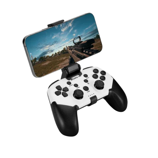 Cod. 074 Control de juegos Xtrike Me GP-43 Wireless &amp; Cableado / Batería 400mAh (5 horas) / 20 botones / Clip P/teléfono / Compatible: PS4/PS3/N-switch/IOS13.0+/Android. cable: PC D-input y X-Input/IOS13.0
