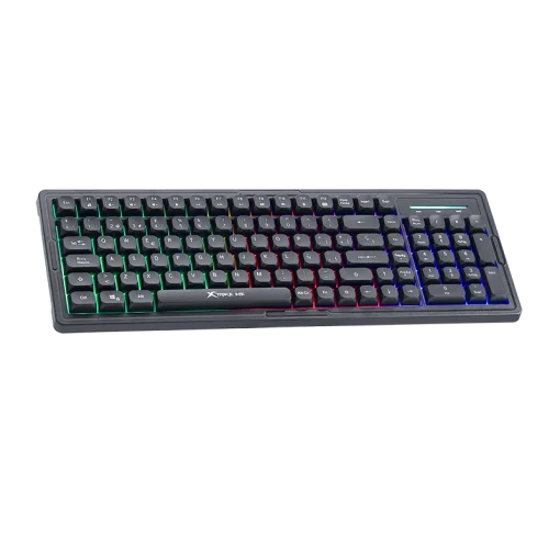 Cod. X:258 Teclado Gaming XTRIKE ME KB-309 BK SP / retroiluminado efecto arcoíris mixto / Multimedia / silencioso / USB, 1.5 m / Español