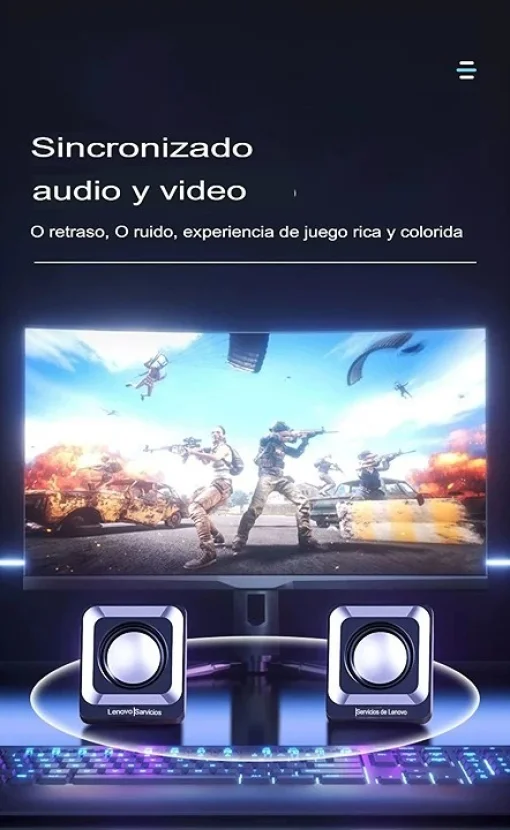 Cod. L:238 Parlantes PC Lenovo A01 / 6W (3W*2) / Control de volume / Interfaz: Jack 3.5mm (Audio) + USB(Power) Cable 1.05m