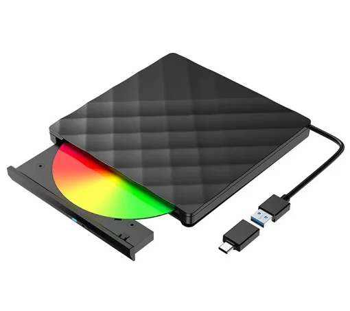 Cod. 056  DVD-RW Externo Portable Altek USB-A 3.0 + Tipo-C / Compatible Windows, Linux, Mac 10os / Laptop, PC
