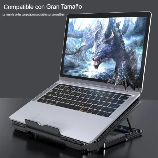 Cod. 476  Base de Enfriamiento P/Laptop XTRIKE ME FN-818 / hasta 17&quot; / 2 Ventiladores Led Azul / 2 Puertos USB / 5 niveles ajustables / Soporte extra para celular