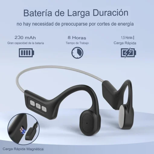 Cod. 143 Auriculares Deportivos S800C (Gray) Conducci&oacute;n &Oacute;sea / impermeables IPX7 / Bluetooth&reg; 5.3 / Dise&ntilde;o de Oreja Abierta / Mic. integrado / 8-10H Autonom&iacute;a