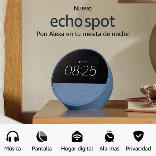 Cod. A:228 Amazon Echo Spot Despertador Smart con Alexa / pantalla táctil 2.83&quot; con Reloj personalizable / Parlante 1.73” (sonido vibrante) / Wifi / Bluetooth / Color Azul marino
