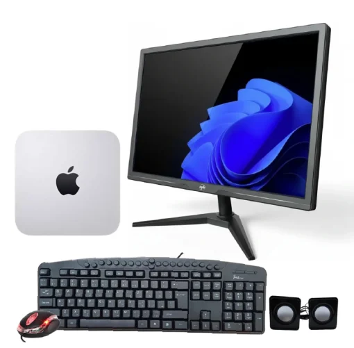 Cod. 239 Computador de Escritorio: CPU Apple Mac Mini Desktop / Intel Core i5 2.6GHz (MGEN2LL/A) / macOS / 8GB RAM / 512GB SSD&nbsp;/ WiFi 5&nbsp;&amp; BT4.0 / ThunderBolt (Renovado) + Monitor ONE 19" WXGA+ (1440*900) + Teclado multimedia + mouse + Parlantes