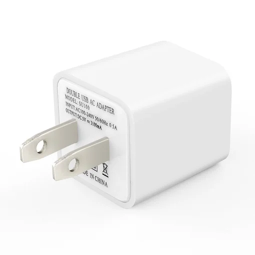 Cod. 062 Cubo Cargador Universal de doble puerto USB, 2.1A y 1.0A / blanco
