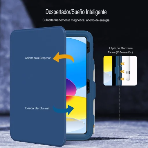 Cod. E:150 Estuche MoKo P/ iPad (A16) 11&ordf; Gen. 11" (2025) &amp; iPad 10&ordf; Gen. 10.9"(2022) / Con porta L&aacute;piz / parte trasera transparente / Protector de pantalla integrado / Azul marino