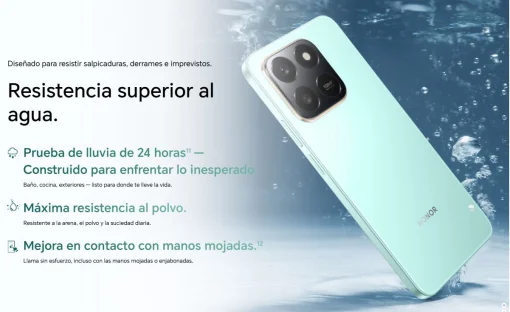 Cod. 298 HONOR X7d / 256GB Rom / 8GB Ram / LTE (Dual SIM) / 6.77" HD+ 120 Hz / Cam. 108MP con AI, 8MP Frontal / MagicOS 9 (Android 15) / Bot&oacute;n AI / Resistencia al agua IP65 y caidas SGS / Bat. celda dual 6.500 mAh / Negro Nocturno