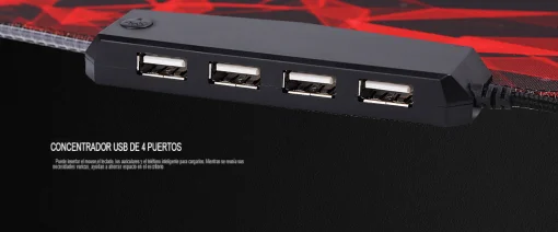 Cod. 048 Mouse Pad Gaming MARVO Scorp XL (MG011) / ilum. RGB (13 modos) / HUB de 4 Puertos USB / Base de goma Antideslizante / Dim. 800 x 300 x 4 mm
