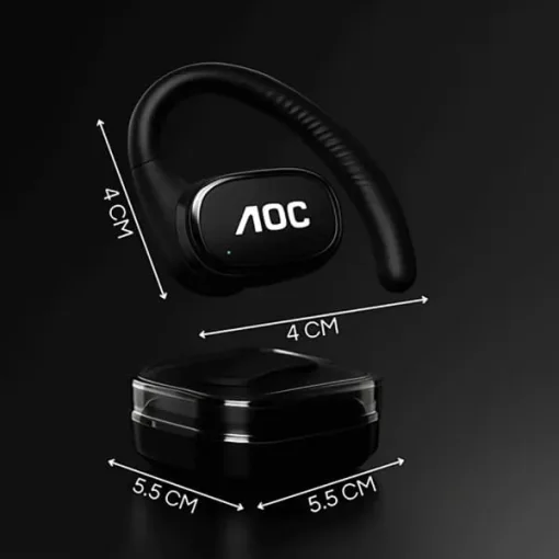 Cod. 129 Aud&iacute;fonos deportivos AOC ACD3501BK / Bluetooth&reg; 5.4 / clip-on (Ajuste seguro P/correr, ejercicio) / Touch Intelligent / LLamadas claras (ENC) / Bat. 250mAh, USB-C