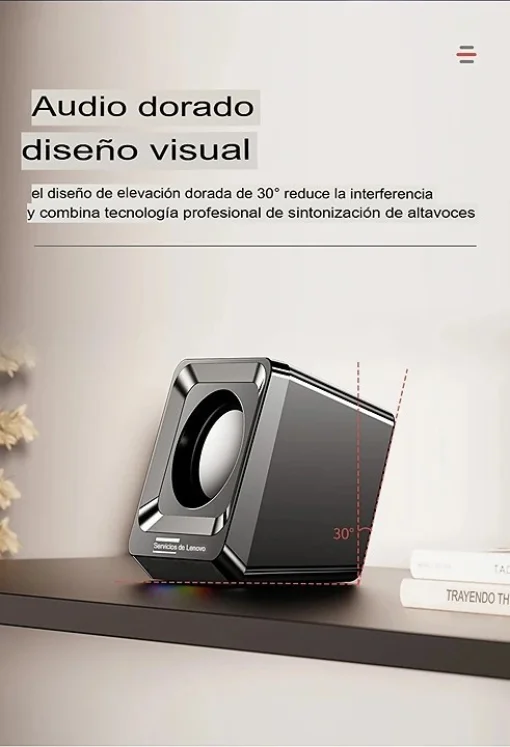 Cod. L:238 Parlantes PC Lenovo A01 / 6W (3W*2) / Control de volume / Interfaz: Jack 3.5mm (Audio) + USB(Power) Cable 1.05m