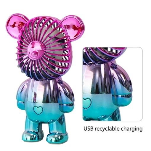 Cod. 1195 Mini Ventilador Recargable USB / Forma de Oso