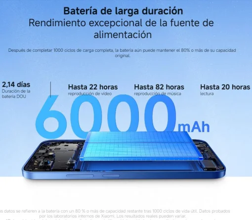 Cod. 314 Xiaomi Redmi 15C / 256GB Rom / 4GB Ram (8GB exten.) / Helio G81-Ultra / 6.9" HD+ 120Hz / Cam. Dual 50MP con AI + 8MP Frontal / Bat. 6.000 mAh Carga r&aacute;pida 33W / IP64 / USB-C / Negro ocaso