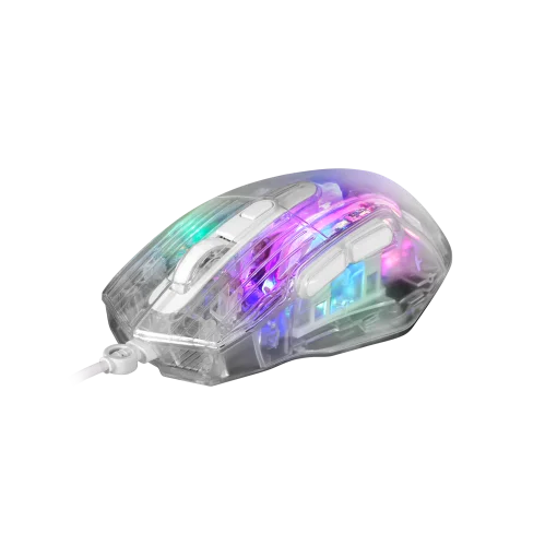 Cod. GM:234 Mouse MARVO M413 Transparente / 7200DPI / Iluminación RGB dinámicos / Silencioso / 6 Botones drive programables / USB Cable 1.5 m