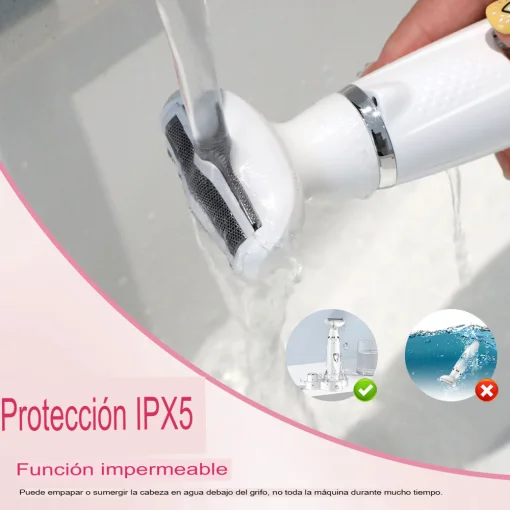 Cod. 1049 Set de depilación femenina Hyundai PHT-089 4en1 (afeitadora facial, de cejas, nariz y cuerpo, recortadora de bikini) 5W / Carga USB 1.5h, uso 90min. / Bat. 500mAh / Impermeable (IPX5)
