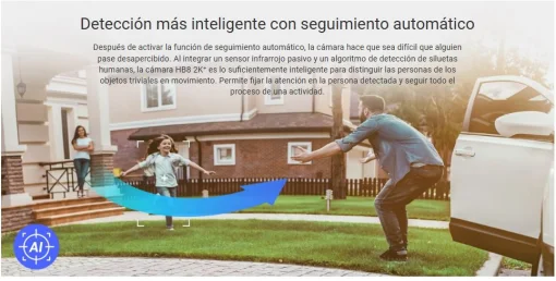 Cod.385 Cámara Smart p/exterior 360° EZVIZ HB8 2K+ / Batería integrada (210días) / Alm. interno 32GB, H.265 / Detección AI de Movimiento de Persona / Seg. Automático / FullColor 24/7 / Defensa activa &amp; Alertas de Voz Personalizadas / Audio bidireccional /