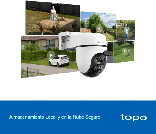 Cod. 413 Kit C&aacute;mara TP-Link Tapo C630 360&deg; 3K 5MP &amp; panel solar / Captura Continua 24/7 / Visi&oacute;n Nocturna a Color / Detecci&oacute;n (pers. masc. veh.) &amp; Seg. por IA 360&deg; / Alarma: Sonido/Luz / Audio bidireccional / Soporta microSD(512GB) / Bat. recargable 6700