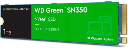 Cod. SN:472 SSD WD Green&trade; SN350 1 TB / 2400MB/s Lectura y escritura 1850MB/s / 2280 / M.2 PCIe Gen3 x4, NVMe&trade;