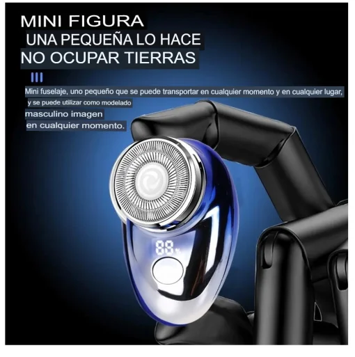 Cod. 1044 Mini Afeitadora Hyundai PHT-051 BK / 2W / 3D / Bat. 220 mAh / USB-C / Carga 1H, Uso 30 min. / peso 60g / pantalla indicador de carga