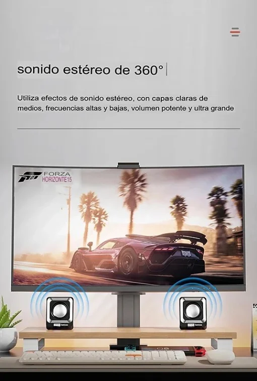 Cod. L:238 Parlantes PC Lenovo A01 / 6W (3W*2) / Control de volume / Interfaz: Jack 3.5mm (Audio) + USB(Power) Cable 1.05m