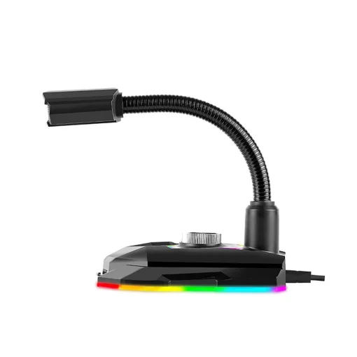 Cod. 700  Micrófono omnidireccional MARVO MIC-05 / Interface USB / Botónes Mute/RGB retroiluminación + EQ y perilla de control de volumen / 1 Puerto USB Hub + 1 Puerto Jack 3.5mm (salida) / Black